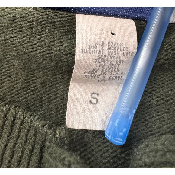 VTG Norton McNaughton Olive Green Mixed Print Knit Cardigan Sweater USA Small - Picture 7 of 9